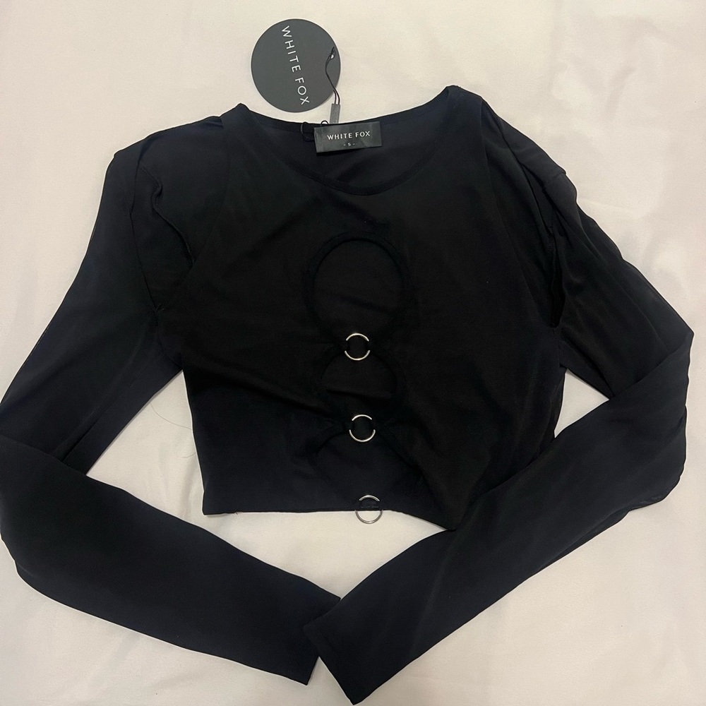 White fox crop long sleeve